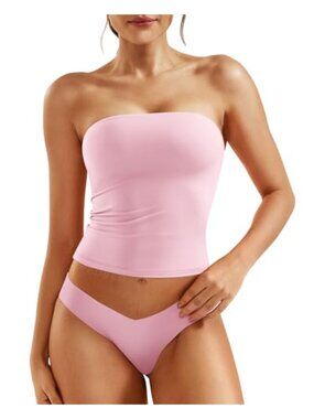 Strapless Crop Bandeau Tube Top Double Lined Nylon